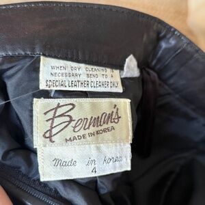 Vintage Bermans Black Leather Pencil Skirt
